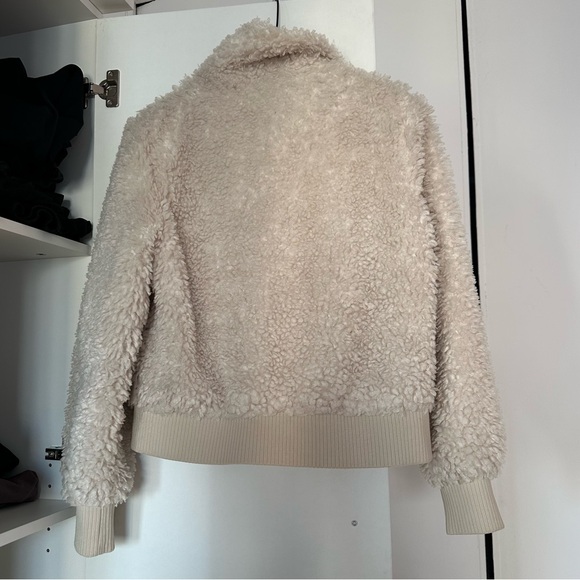 Zara Faux Fur Zip Up Bomber Jacket Ivory - Picture 3 of 7